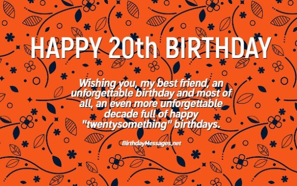 20th Birthday Wishes to Mark the Start of the Twentysomethings